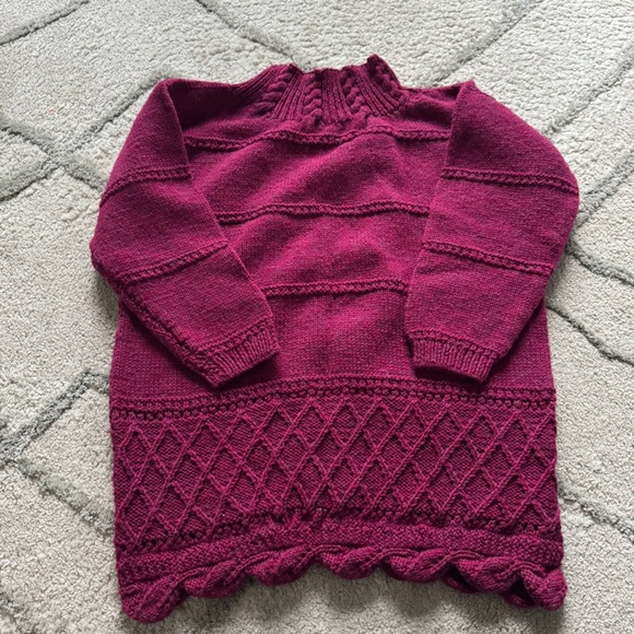 Athena Designs Irish wool pink chunky knit sweater handknit turtleneck large - Picture 1 of 10